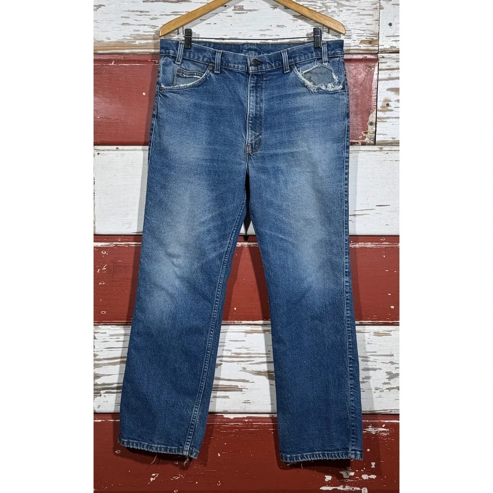 USA 80s Vintage 517 Levi's Jeans Orange‎ Tab Faded Wash Distressed